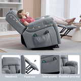 HOMCOM Riser & Recliner Lift Chair with Electric Lift, Vibration Massage & Heat – Remote Control, Grey