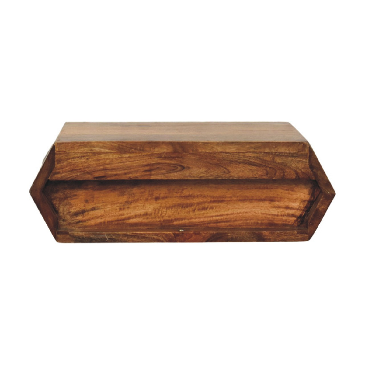 Artisan Furniture Prisma Solid Mango Wood Wall-Mounted Unit with Drawer – Faceted Design, Golden Teak