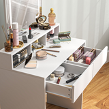 HOMCOM Dressing Table with LED Mirror, 2 Drawers & 3 Open Compartments – Makeup Vanity, White