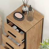 HOMCOM Narrow Bathroom Storage Cabinet with 4 Drawers – Industrial Style Space-Saving Unit, Oak