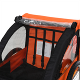 HOMCOM 2-Seat Child Bike Trailer with Steel Frame, Five-Point Harnesses & Roll-Up Door – Kids Trailer, Orange