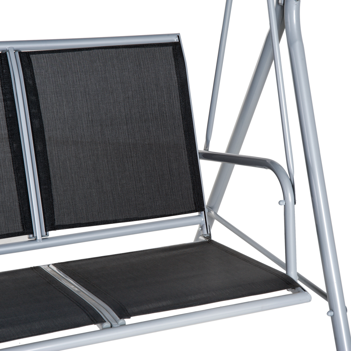 Outsunny 3-Seater Outdoor Swing Chair with UV-Protected Canopy, Metal Frame – Garden Patio, Black