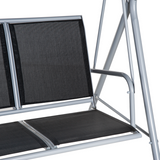 Outsunny 3-Seater Outdoor Swing Chair with UV-Protected Canopy, Metal Frame – Garden Patio, Black