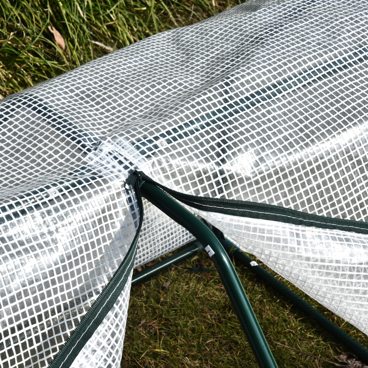 Outsunny Mini Greenhouse with Steel Frame, UV-Resistant Mesh Cover & Zip Door – 99 x 71 x 60cm, White