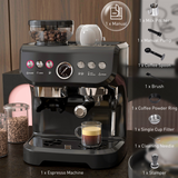 HOMCOM Espresso Coffee Machine with Integrated Bean Grinder & Steam Wand – 15 Bar Pressure, Black