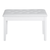 HOMCOM Piano Bench with Under-Seat Storage & Tufted Padded Seat – Solid Wood Double Stool, White