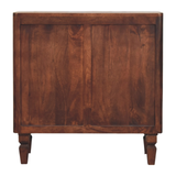 Artisan Furniture Cavallo Solid Mango Wood Cabinet with 2 Doors & Fluted Detailing – Brass Handles, Winewood Oak