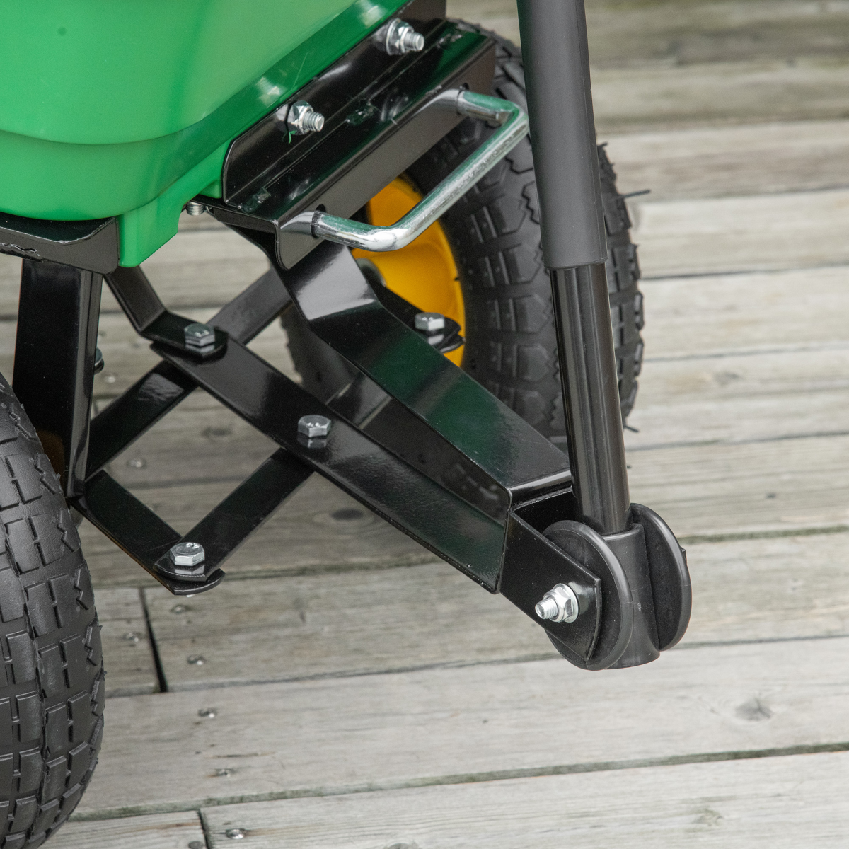 Outsunny 75L Garden Cart with 4 Wheels & Tipping Mechanism – Heavy Duty Steel Wheelbarrow Trolley, Green