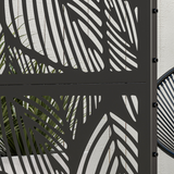 Outsunny 3-Panel Steel Leaf Garden Privacy Screen with Stand & Trellis – 6.5ft Decorative Space Divider, Black