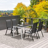 Outsunny Garden Table for 4-6 with Aluminium Frame & Slatted Top, 120 x 70 cm – Outdoor Patio Table, Black