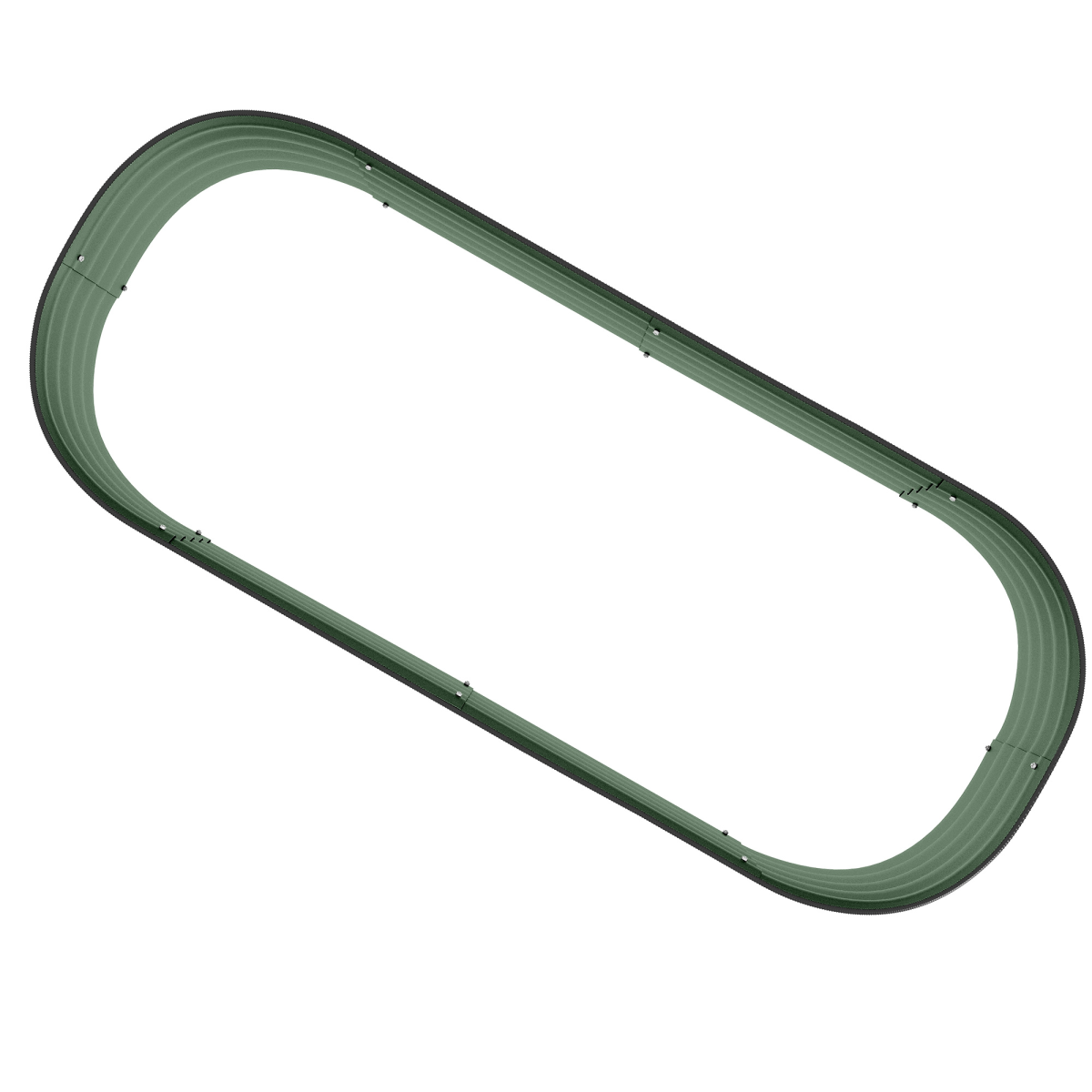 Outsunny Galvanised Steel Raised Garden Bed with Safety Edging – Changes Between Round, Oval and Oblong, Green