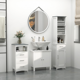 kleankin Tall Slim Bathroom Storage Cabinet with Drawer and Cupboard – Freestanding Linen Tower, White