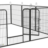 PawHut Heavy Duty Puppy Play Pen with 12 Panels and 2 Lockable Doors – Indoor Outdoor Pet Exercise Pen, Grey