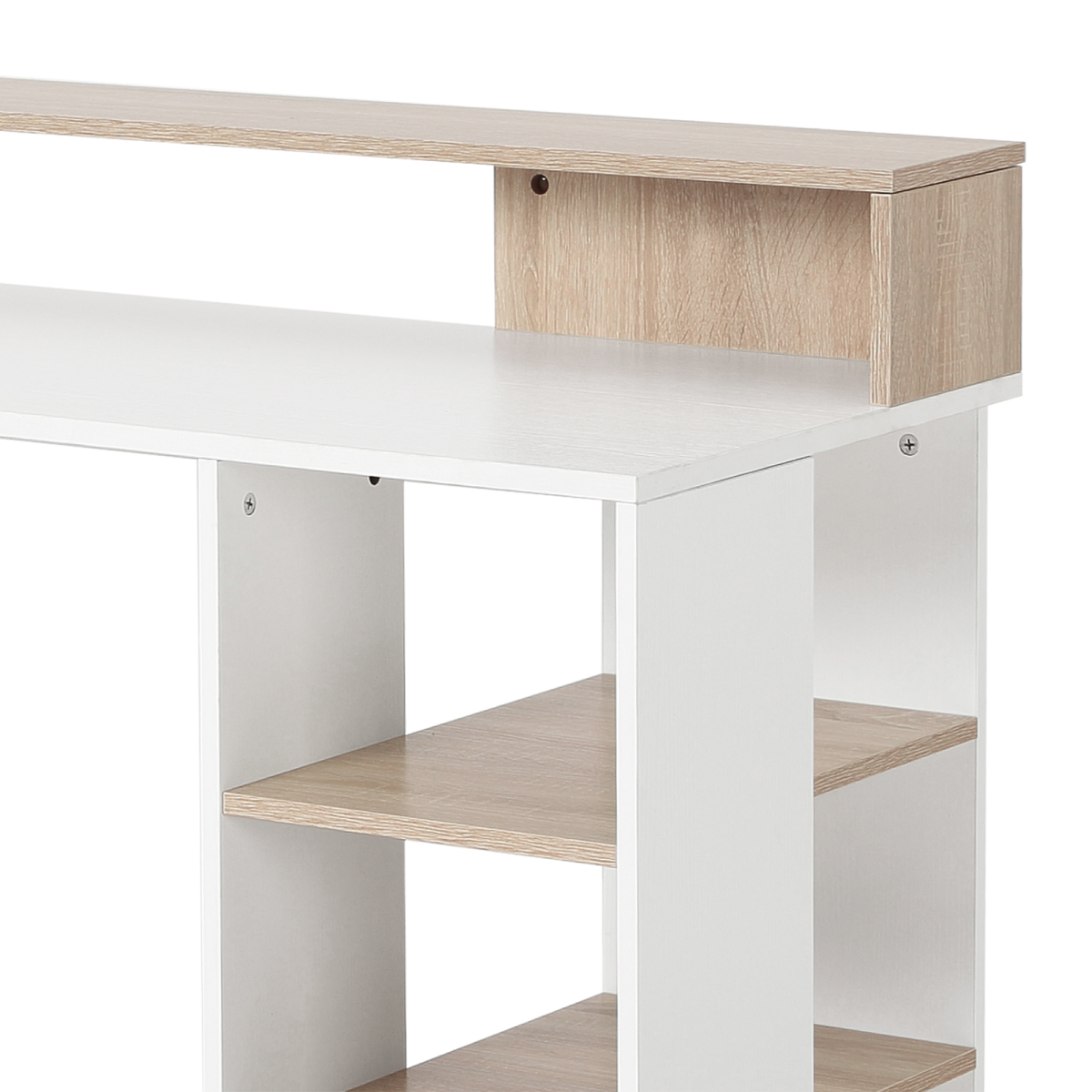 HOMCOM Multi-Storage Computer Workstation with Shelves, 2 Drawers & Printer Space – Home Office Desk, Oak