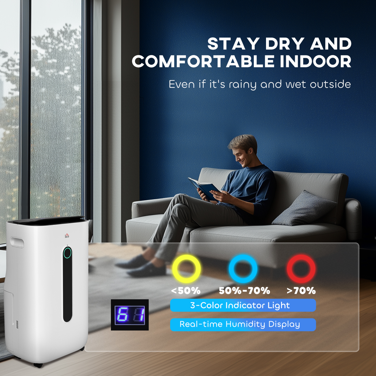 HOMCOM 20L/Day Quiet Dehumidifier with Air Purifier, 24H Timer & Laundry Mode – Home Moisture Control