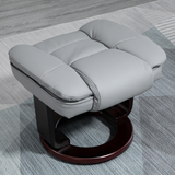 Swivel Manual Recliner & Footrest Set – 135° Recline PU Leather Lounge Chair with Wooden Base, Grey