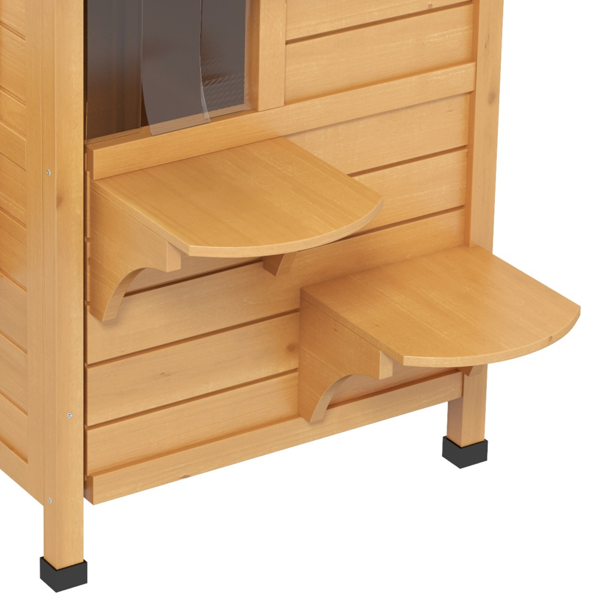PawHut Wooden Two-Floor Cat House for Outdoor Use with Openable Roof – Natural Fir Wood Cat Shelter