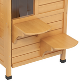 PawHut Wooden Two-Floor Cat House for Outdoor Use with Openable Roof – Natural Fir Wood Cat Shelter