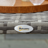 Outsunny Rattan Coffee Table with Heavy-Duty Steel Frame & PP Board Top – Patio Wicker Table, Grey