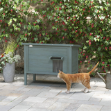 PawHut Insulated Outdoor Cat House with Openable Roof & Curtained Door – Weatherproof Shelter, Grey