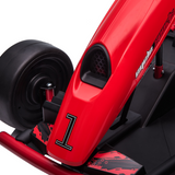 HOMCOM 24V Electric Go Kart for Kids with Music, Horn & Slow Start – Drifting Ride-On, Red