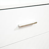 Freestanding Mobile Storage Cabinet with 3 Drawers, 2 Open Shelves & Wheels – Home Office Organiser, White