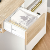 HOMCOM Compact Computer Table with Keyboard Tray and Drawer – Home Office Desk, Oak