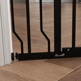PawHut Wide Pressure-Fit Dog Gate with Door, 75–95cm Adjustable – Stair and Doorway Pet Barrier, Black