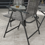 Outsunny Patio Furniture Set with Two Foldable Armchairs, Loveseat and Glass Table – Garden Set, Dark Grey