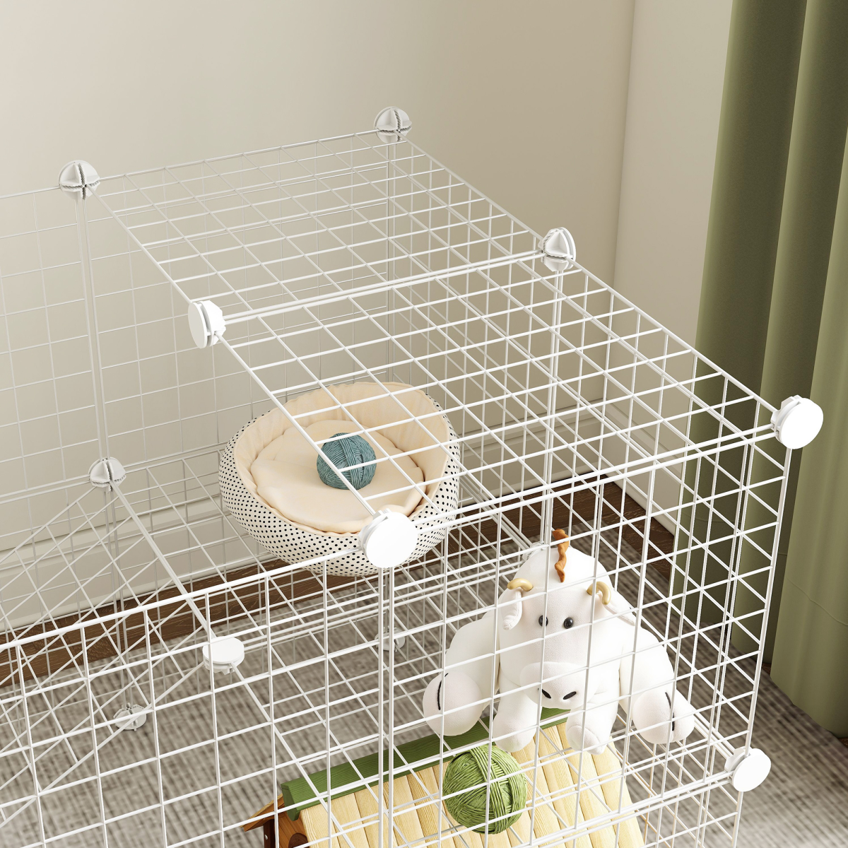PawHut DIY Pet Playpen with 36 Panels & Door – Rabbit, Chinchilla and Hedgehog Enclosure, White