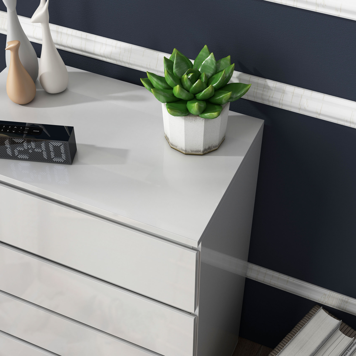 HOMCOM High Gloss 4 Drawer Chest of Drawers with Metal Runners – Bedroom & Hallway Storage