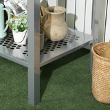 Outsunny 2-Tier Plant Stand with Cut-Out Shelves – Galvanised Steel Display Rack for Patio & Balcony