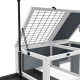 PawHut Wooden Tortoise House with Hide Box, Basking Area & Adjustable Lamp Holder – Tortoise Table, Grey