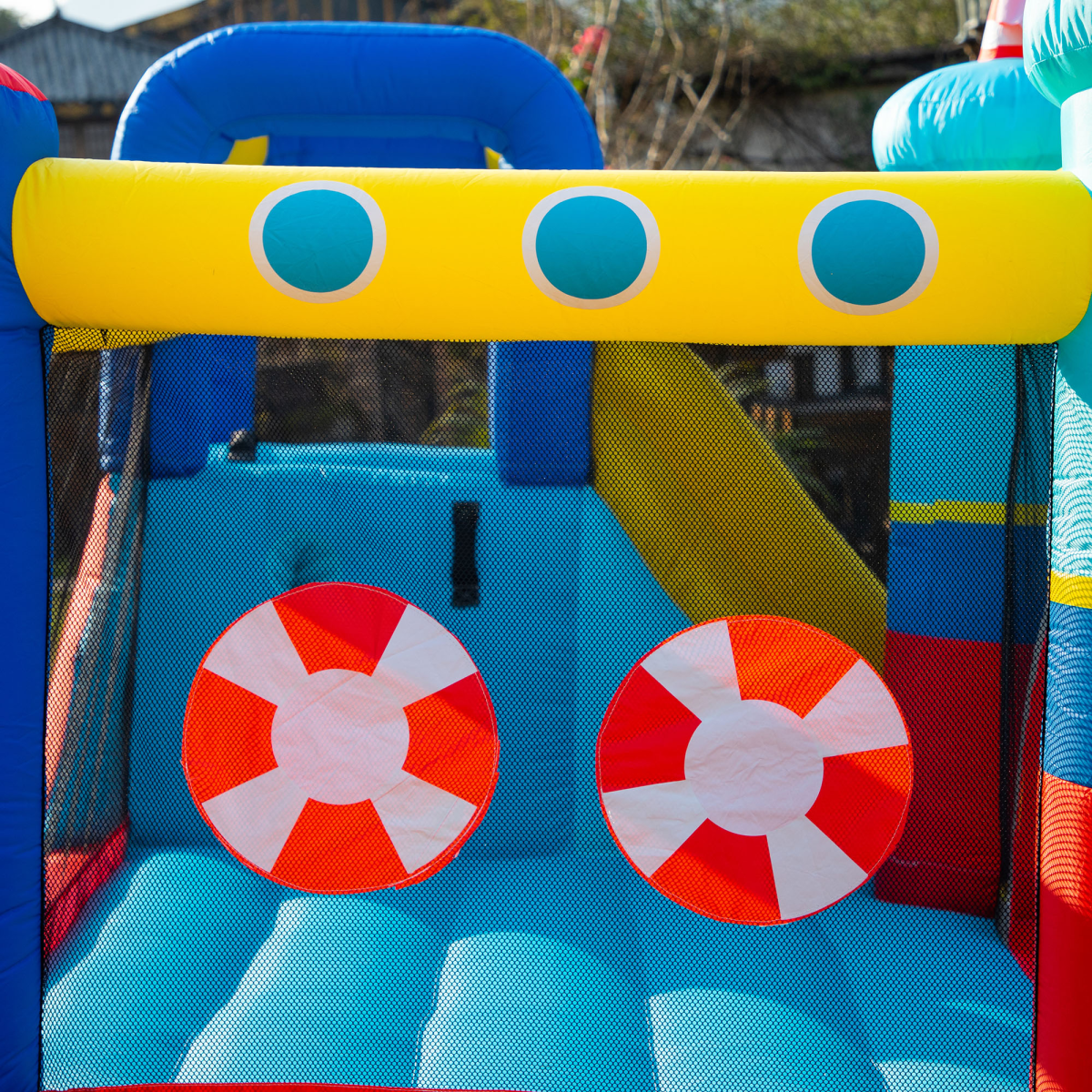 Kids Inflatable Bouncy Castle with Slide, Pool, Trampoline & Climbing Wall – Includes Electric Blower