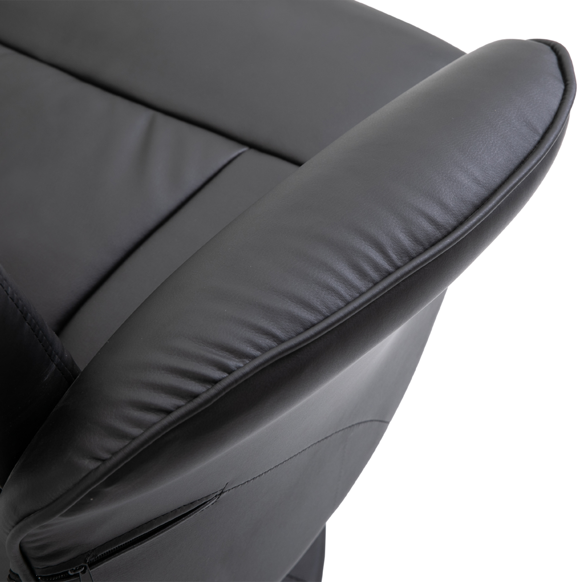 Reclining 360° Swivel Armchair & Ottoman Set in Black PU Leather – Relaxation Chair with Footstool
