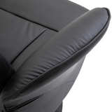 Reclining 360° Swivel Armchair & Ottoman Set in Black PU Leather – Relaxation Chair with Footstool