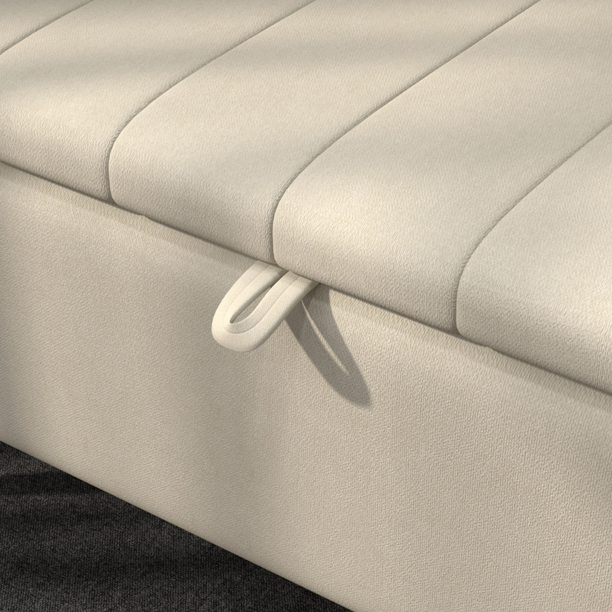 HOMCOM Linen Fabric Storage Ottoman Bench with Slim Steel Legs – Footstool & Seat with Under-Seat Storage, Cream White