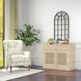 HOMCOM Modern Arched Window Wall Mirror, 110 x 62cm – Large Window-Pane Mirror, Black