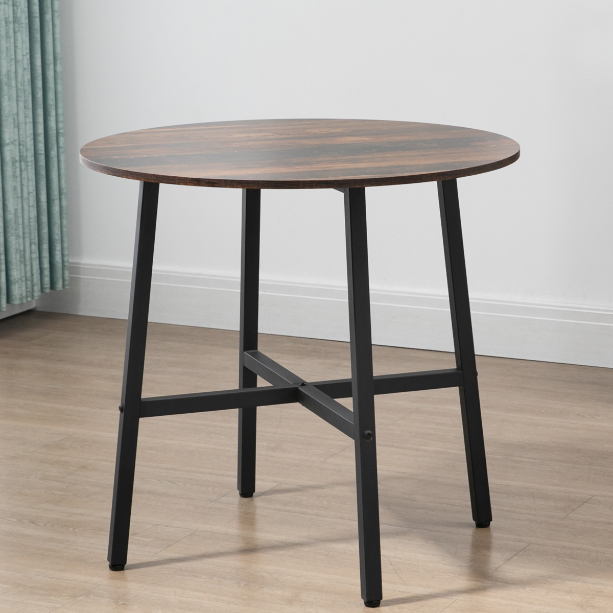 HOMCOM 80cm Round Kitchen Table for Small Spaces with Steel Legs and Non-Slip Feet – Dining Table