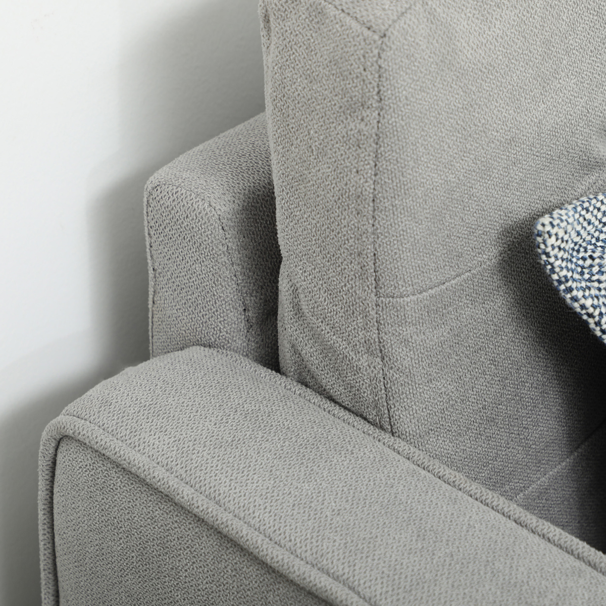 Modern Grey Loveseat Sofa fabric texture close-up