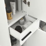 HOMCOM Tall Slim Bathroom Cabinet with Double Doors, Drawer & Adjustable Shelves – White and Black