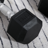 HOMCOM Hexagonal Dumbbell Set, 2 x 8kg with Knurled Handles – Anti-Roll Home Gym Hand Weights