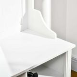 HOMCOM 3-in-1 Mirrored Shoe Cabinet with Bench, Coat Hooks and 4 Storage Cubes – White, 80cm