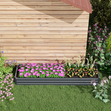 Outsunny Galvanised Steel Raised Garden Bed, 240cm Elevated Planter Box with Open Bottom, Grey
