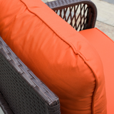 Outsunny 3-Piece Rattan Bistro Set with Tempered Glass Table & Padded Cushions – Patio Garden Furniture, Orange
