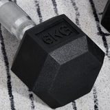 HOMCOM Hexagonal Dumbbells Set, 2 x 6kg with Knurled Handles & Anti-Roll Design – Home Gym Weight Lifting Hand Weights
