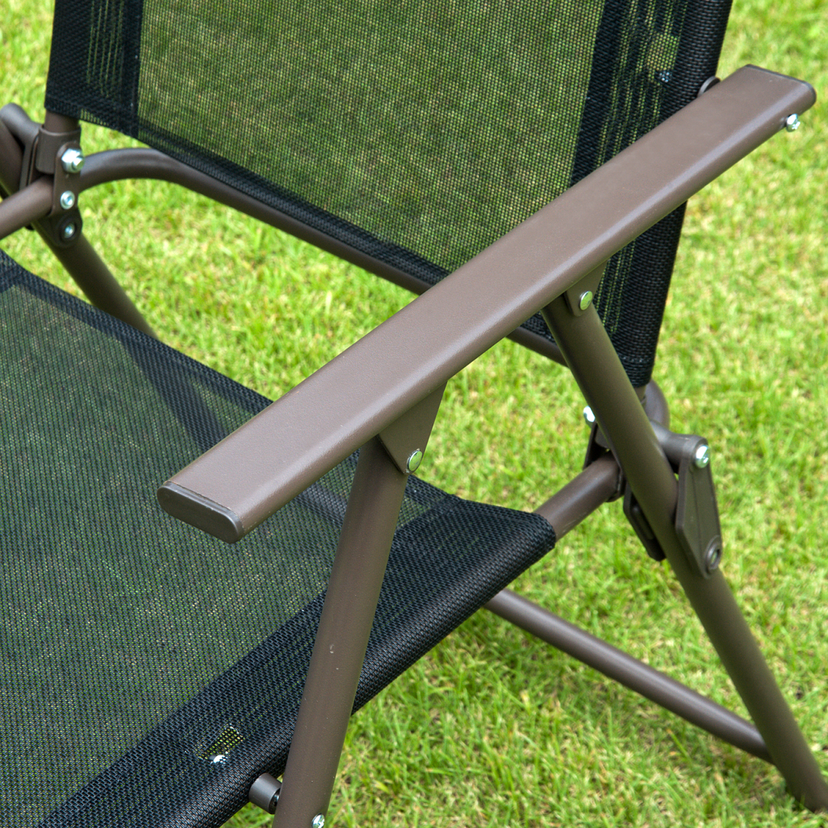 Outsunny 6-Piece Garden Bistro Set with 4 Folding Texteline Chairs, Glass Table & Parasol – Black