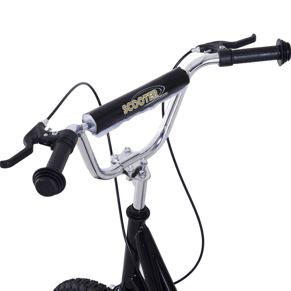 HOMCOM Kids Stunt Scooter with 16" Wheels and Adjustable Height – Front and Rear Brakes, Black