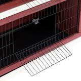 Pawhut Two-Tier Wooden Rabbit Hutch with Slide-Out Trays and Asphalt Roof – Elevated Bunny Cage for Small Pets