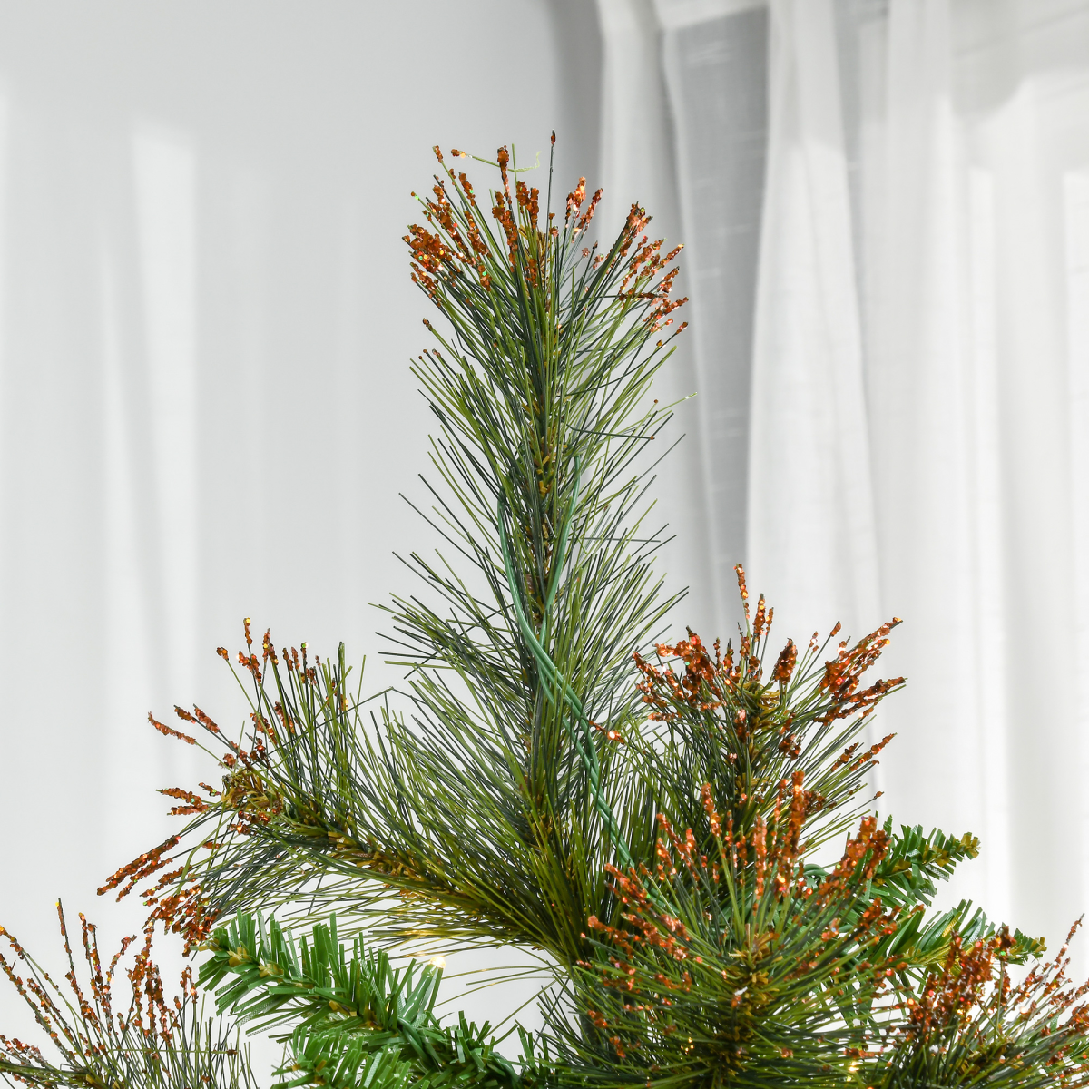 HOMCOM 6ft Pre-Lit Artificial Spruce Christmas Tree with 200 LED Lights & Foldable Metal Base – Green